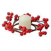Northlight 7" Shiny Red Berries Artificial Christmas Candle Ring