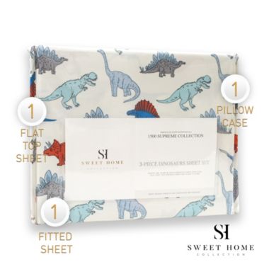 Sweet Home Collection   Kids Bed Sheets - Fun Colorful and Comfortable Boys and Girls Toddler Sheet Setsg, Twin, Dinosaurs. View a larger version of this product image.