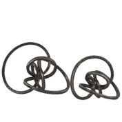 Saltoro Sherpi Metal Curl Abstract Tabletop Sculpture, Gunmetal gray, Set of 2-