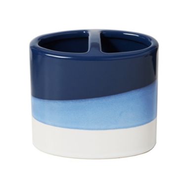 SKL Home Saturday Knight Ltd Alanya Fluid Wave Inspired Appearance Toothbrush Holder - 4.31x2.37x4.58, Blue. View a larger version of this product image.