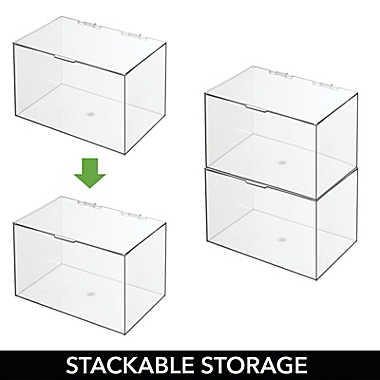 mDesign Plastic Bathroom Stackable Storage Container Box with Lid - Clear. View a larger version of this product image.