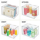Alternate image 3 for mDesign Plastic Bathroom Stackable Storage Container Box with Lid - Clear