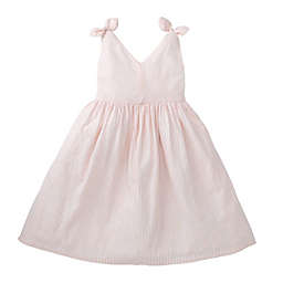 Hope & Henry Girls' Bow Shoulder Swing Dress (Light Pink Stripe, 3)
