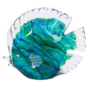 Beachcombers Blue and Green Swirled Tropical Fish Glass Art Display 5.5 Inch. View a larger version of this product image.