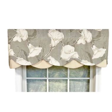 RLF Home Calla Petticoat Valance Dove gray. 3"Rod Pocket, Contrast Bottom fabric. 50"W x 15"L. View a larger version of this product image.