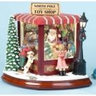 Alternate image 0 for Santa Claus North Pole Shop Light Up Animated Christmas Music Box