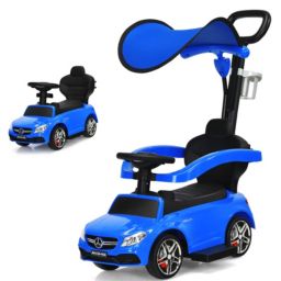 Costway 3-In-1 Kids Ride on Push Car Mercedes Benz Toddler Stroller Sliding Car Blue