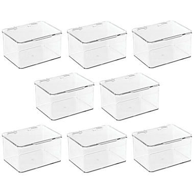 mDesign Plastic Stackable Home, Office Supplies Storage Box, 8 Pack - Clear. View a larger version of this product image.