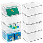 Alternate image 2 for mDesign Plastic Stackable Home, Office Supplies Storage Box, 8 Pack - Clear
