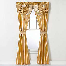 Kate Aurora Satin Semi Sheer Complete 5 Piece Window in a Bag Attached Curtain Set - 54 in. W x 84 in. L, Royal Gold
