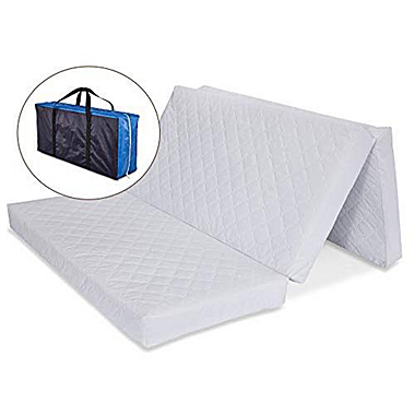 L.A. Baby Multi-Use Waterproof Folding Portable Crib Mattress/Play Mat With Travel Carry Case - White. View a larger version of this product image.