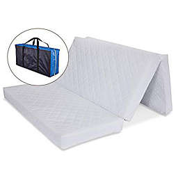 L.A. Baby Multi-Use Waterproof Folding Portable Crib Mattress/Play Mat With Travel Carry Case - White