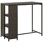 Alternate image 1 for vidaXL Bar Table with Storage Rack Brown 47.2"x23.6"x43.3" Poly Rattan