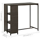 Alternate image 2 for vidaXL Bar Table with Storage Rack Brown 47.2"x23.6"x43.3" Poly Rattan