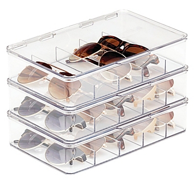 mDesign Plastic Stackable Eyeglass Storage Organizer, 5 Sections, 3 Pack, Clear. View a larger version of this product image.