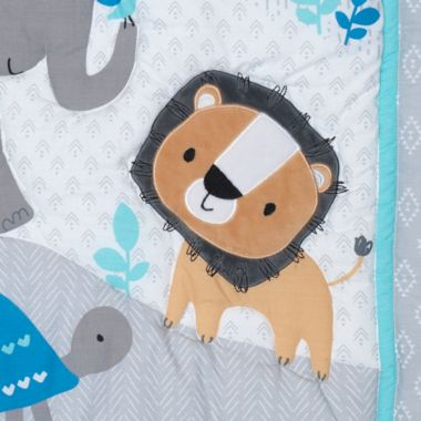Bedtime Originals Jungle Fun Gray/Blue/White Elephant, Lion and Monkey 3-Piece Baby Nursery Crib Bedding Set. View a larger version of this product image.