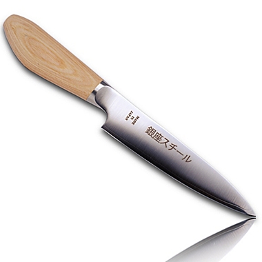 Made in Japan   MATSUE 130 by Ginza Steel - MV Stainless Steel Petty Knife 130mm/Natural Wood Handle. View a larger version of this product image.
