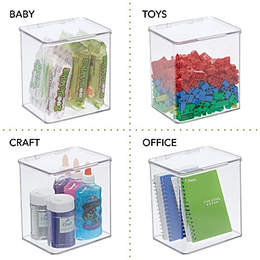 mDesign Wide Plastic Desk Organizer Box for Home Office, 4 Pack. View a larger version of this product image.