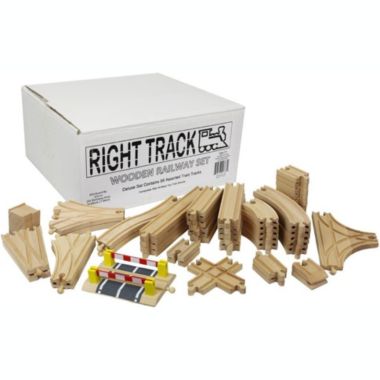 Wooden Train Track Deluxe Set 56 Assorted Premium Pieces By Right Track Toys - 100% Compatible with All Major Brands including Thomas Wooden Railway System - All Tracks and No Fillers. View a larger version of this product image.
