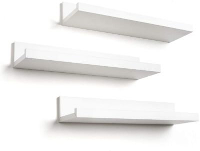 Americanflat Set of Three 14 Inch Floating Wall Shelves - White