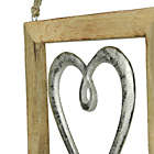 Alternate image 2 for Gerson Set of 3 Wood Framed Open Work Metal Heart Wall Hangings W/ Rope Hangers