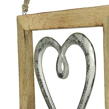 Gerson Set of 3 Wood Framed Open Work Metal Heart Wall Hangings W/ Rope Hangers. View a larger version of this product image.
