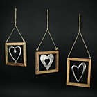 Alternate image 3 for Gerson Set of 3 Wood Framed Open Work Metal Heart Wall Hangings W/ Rope Hangers