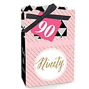 Big Dot of Happiness Chic 90th Birthday - Pink, Black and Gold - Party Favor Boxes - Set of 12