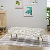 Contemporary Home Living 50" White and Gray Contemporary Rectangular Foot Stool Ottoman