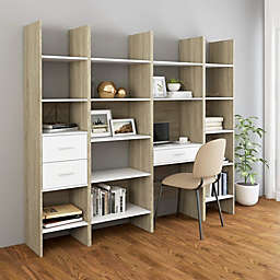 vidaXL 4 Piece Book Cabinet Set White and Sonoma Oak Chipboard