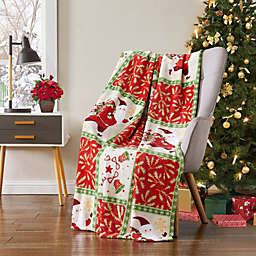 Kate Aurora Holiday Living Classic Christmas Santa Claus Patch Ultra Soft & Plush Accent Throw Blanket - 50 in. W x 60 in. L