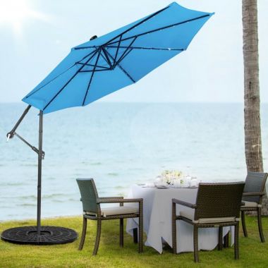 Hooya Imp.& Exp.  10 Feet Patio Solar Powered Cantilever Umbrella with Tilting System. View a larger version of this product image.
