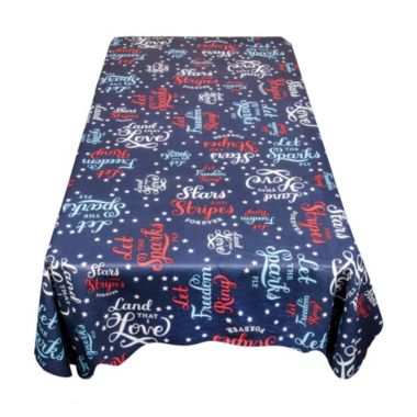 Carnation Home Fashions "USA" Vinyl Flannel Backed Tablecloth - 52x70", Red/White/Blue. View a larger version of this product image.