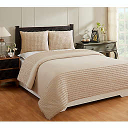 Better Trends Olivia Collection 100% Cotton Tufted Chenille 2 Piece Twin Comforter Set Light - Beige