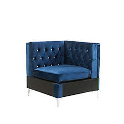 Saltoro Sherpi Corner Wedge with Velvet Upholstery and Metal Legs, Blue-