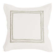 Saltoro Sherpi Lenz 26 Inch Cotton Euro Pillow Sham with Hand Stitched Embroidery, Ivory-