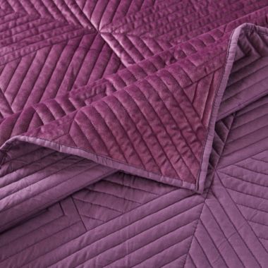 Barefoot Bungalow Riviera Velvet Quilt and Pillow Sham Set, 3-Piece Full/Queen, Mauve. View a larger version of this product image.