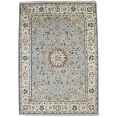 Light Blue Floral 5X7 Indo-Nain Oriental Rug. View a larger version of this product image.