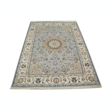 Light Blue Floral 5X7 Indo-Nain Oriental Rug. View a larger version of this product image.