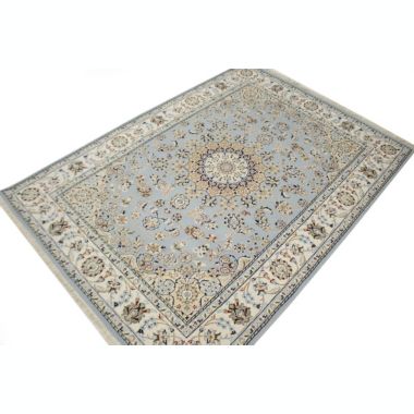 Light Blue Floral 5X7 Indo-Nain Oriental Rug. View a larger version of this product image.