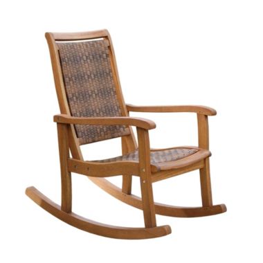 Outdoor Interiors All Weather Wicker Mocha and Eucalyptus Rocking Chair. View a larger version of this product image.