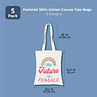 Alternate image 1 for Sparkle and Bash Feminist 100% Cotton Canvas Tote Bags (5 Pack) 5 Designs, Medium