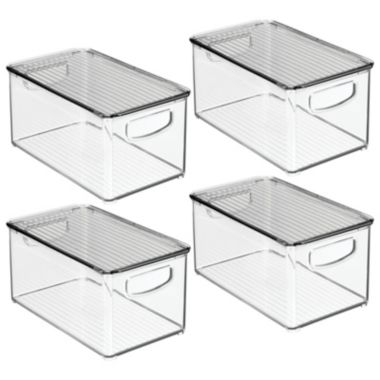 mDesign Plastic Storage Bin with Handles, Lid for Office - 4 Pack. View a larger version of this product image.