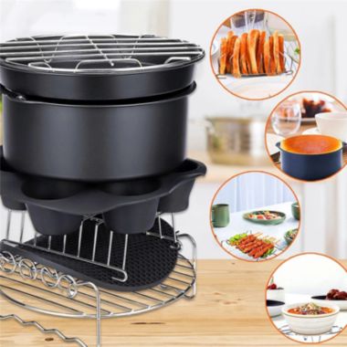 Kitcheniva 8''Air Fryer Cooking 12Pcs Set Cage Dish Baking Pizza Pan Rack. View a larger version of this product image.