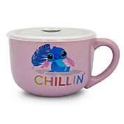 Disney Lilo & Stitch "Chillin" 24-Ounce Ceramic Soup Mug With Vented Lid   Bowl For Ice Cream, Cereal, Oatmeal   Large Coffee Cup For Espresso, Caffeine, Beverage   Cute Home & Kitchen Essentials