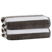 Market & Place 100% Cotton Cabana Stripe 2-Piece Beach Towel Set in Charcoal