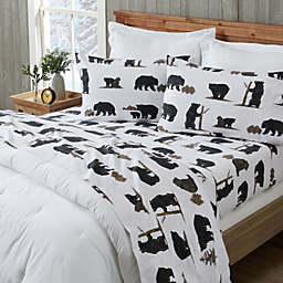 NY Loft Twin Bears 100% Cotton Flannel Sheet and Pillowcase Set, Extra Soft 170 GSM Sheets, Lake George Collection
