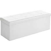 Infinity Merch Ottoman Bench Footrest with Storage in 43&#39;&#39; White