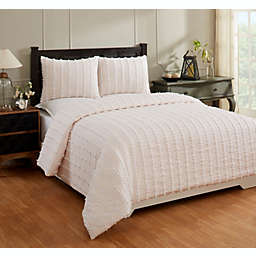 King Angelique Comforter 100% Cotton Tufted Chenille Comforter Set Peach - Better Trends