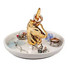 Alternate image 0 for Zodaca Gold Ceramic Ring Holder, Handmade Jewelry Organizer Tray Trinket Dish for Vanity, Unicorn
